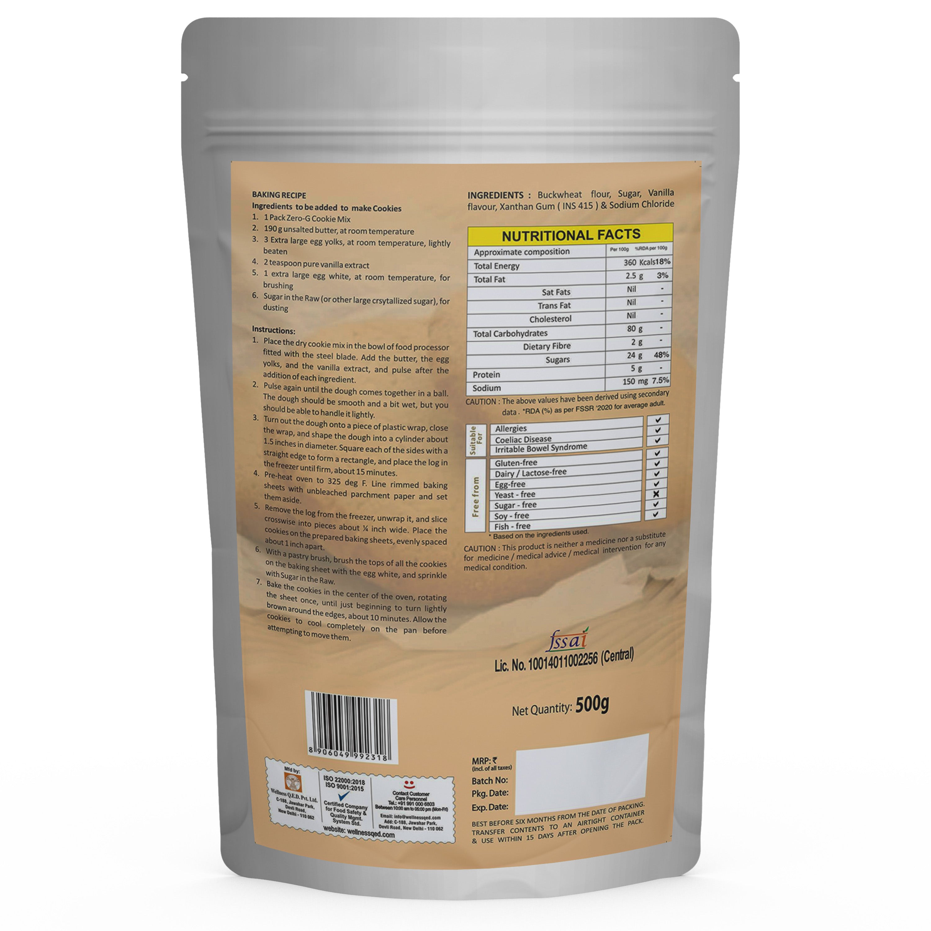 Zero-G Buckwheat Cookie Mix - 500g