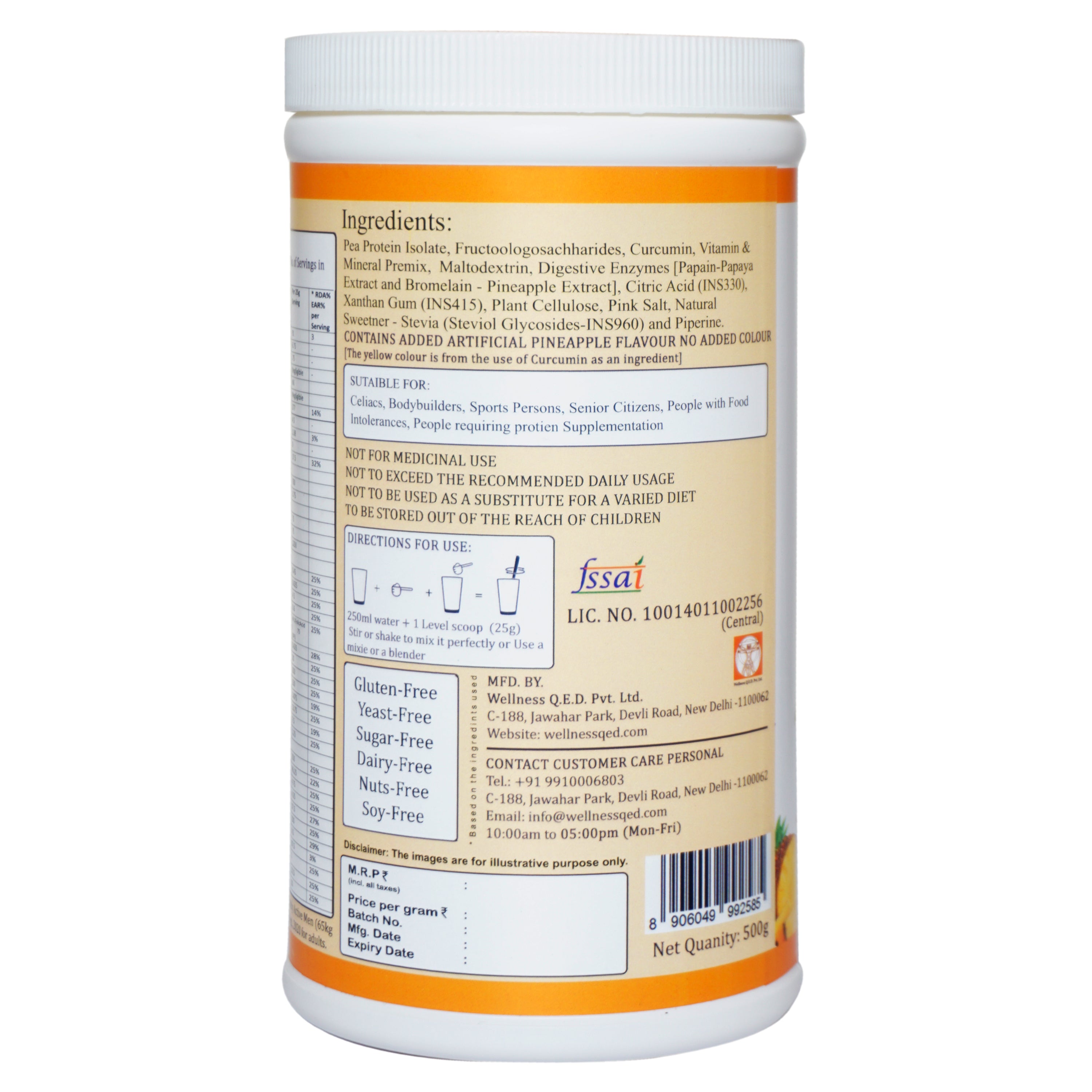 Zero-G Pea Protein with Curcumin - 500g