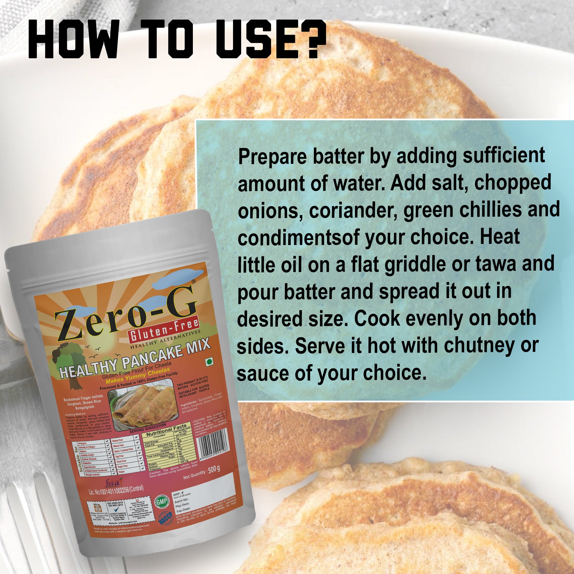 Zero-G Pancake Mix / Cheela Mix - 500 g